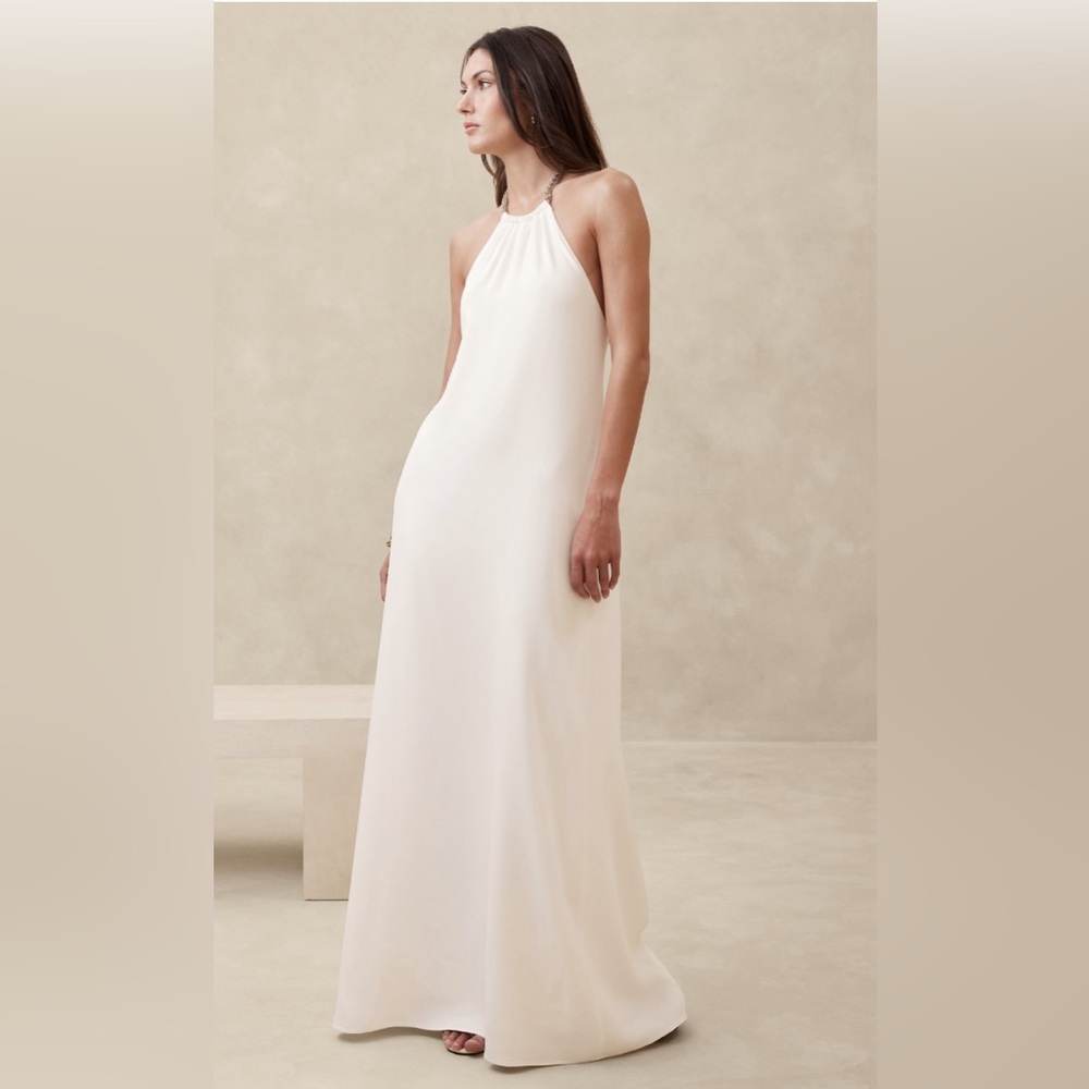 BANANA REPUBLIC CREPE HALTER GOWN - Picture 7 of 9